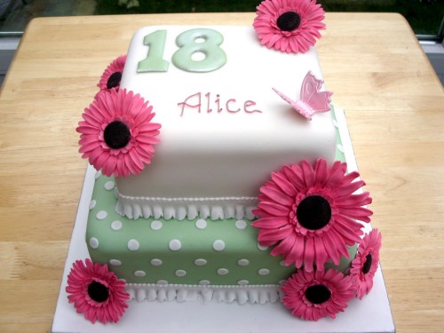 2 Tier 18th Birthday Cake With Sugar Gerberas