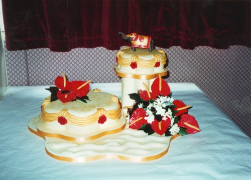 2 Tier Off Set Thailand Inspired Wedding Cake