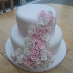 2 Tier Pink And White Rose Cake