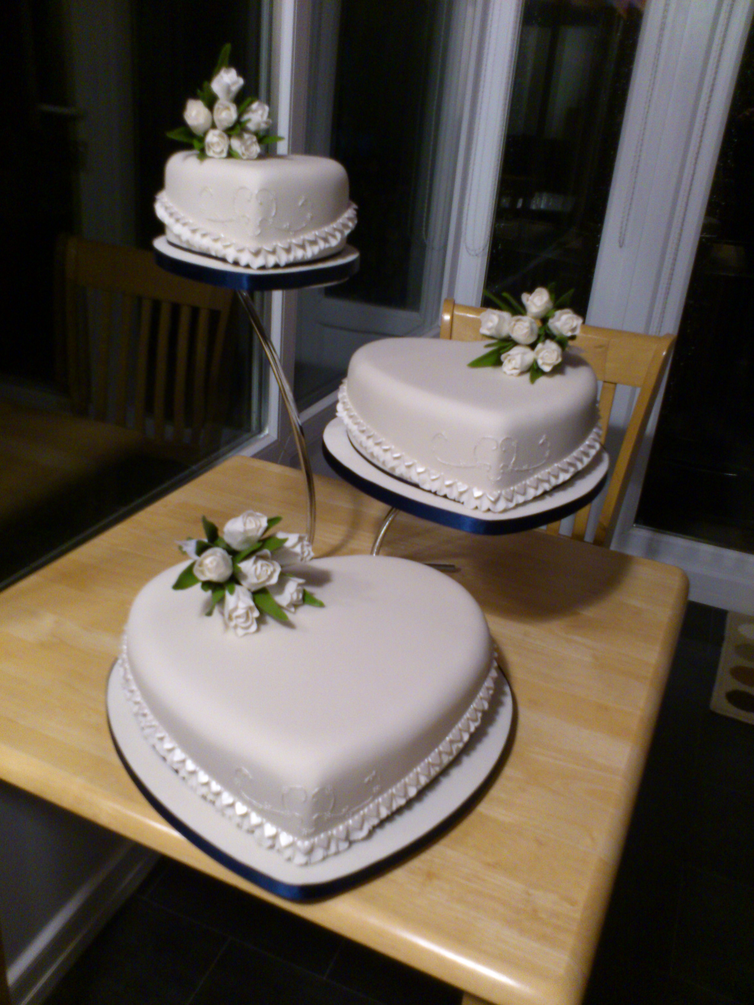 3 Tier Heart Wedding Cake