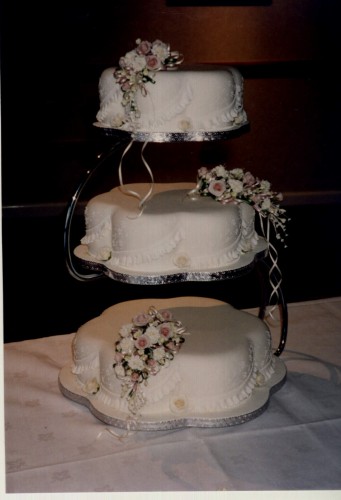 3 Tier Petal Wedding Cake With Sugar Flowers