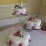 3 Tier Wedding Cake With Sugar Flower Sprays And Personalised Topper thumbnail