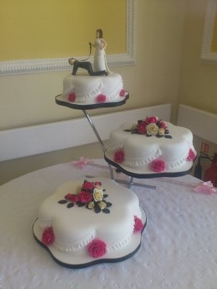 3 Tier Wedding Cake With Sugar Flower Sprays And Personalised Topper