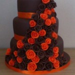 3 Tier Chocolate And Orange Rose Cake