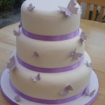 3 Tier Round Wedding Cake With Butterflies