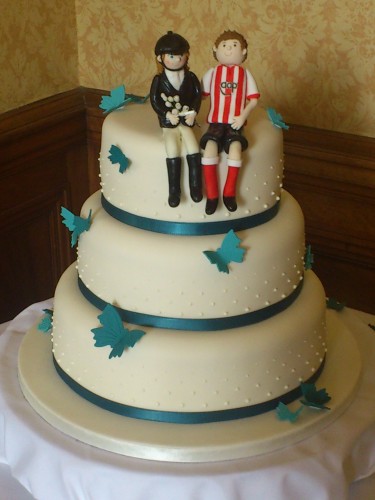 3 Tier Wedding Cake With Butterflies And Personalised Topper