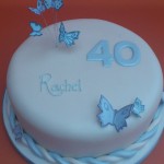 40th birthday cake with blue butterflies