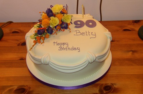 90th Birthday Cake With Sugar Flower Spray