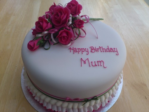 Cerise Pink Rose Spray Birthday Cake