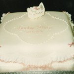 Square Christening Cake With A Cradle