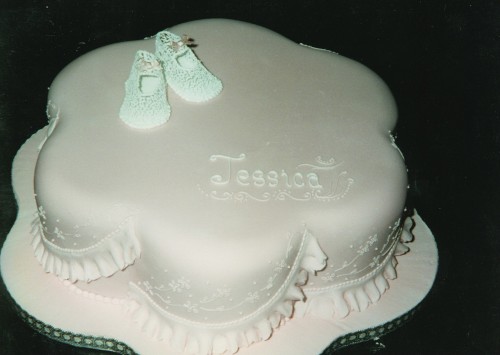 Lace Bootees Christening Cake