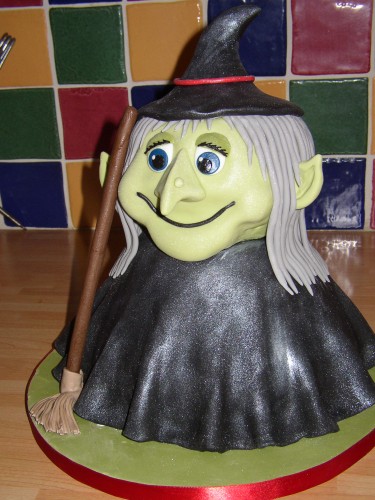 Halloween Witch With Broom Novelty Cake