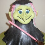 Halloween Witch With Pink Broom Novelty Cake