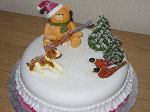 Hunting Bear Novelty Christmas Cake