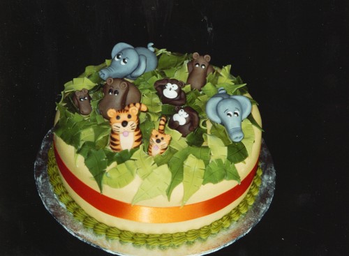 Jungle Animal Themed Birthday Cake