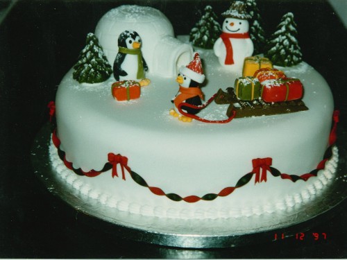 Novelty Penguin And Igloo Christmas Cake