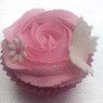 Pink And White Wedding cup Cakes With Bear Cake Topper thumbnail