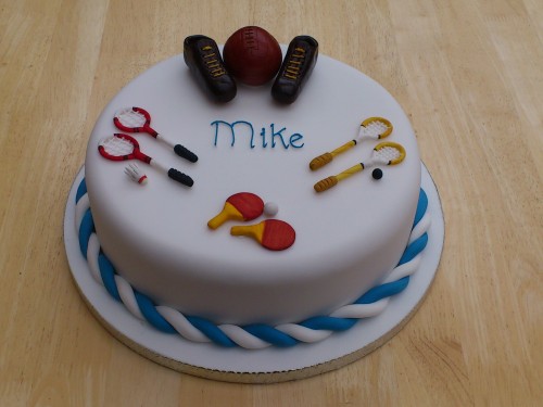 Multiple Sports Themed Birthday Cake