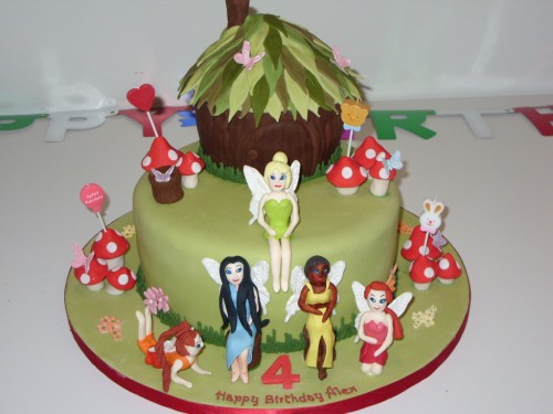 Tinkerbell And Fairy Friends Novelty Birthday Cake