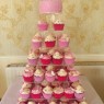 Pink And ~White Wedding Cup Cakes With Bear Cake Topper thumbnail