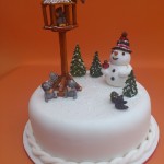 Novelty Christmas Cake With Bird Table Squirrels And Snowman