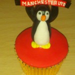 Personalised Cup Cake Penguin Supporting Man Utd