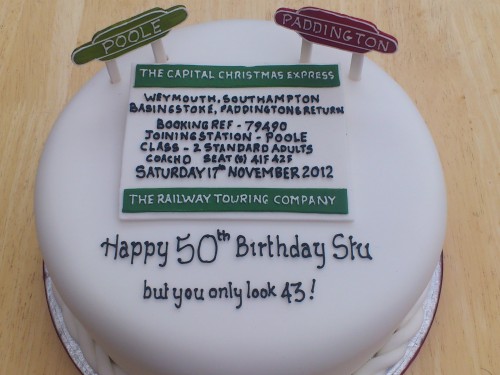 Personalised Train Ticket Novelty Birthday Cake