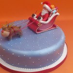Santa and Rudolph And Sleigh Novelty Christmas Cake