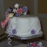 3 Tier Petal Wedding Cake With Calla Lilies Roses And Freesia thumbnail