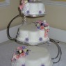 3 Tier Petal Wedding Cake With Calla Lilies Roses And Freesia thumbnail