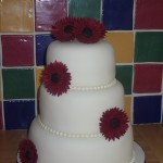 3 Tier Stacked Wedding Cake With Gerberas