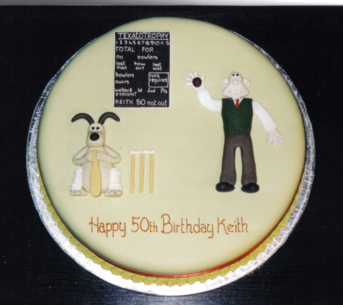 Wallace And Gromit Cricket Inspired Novelty Birthday Cake