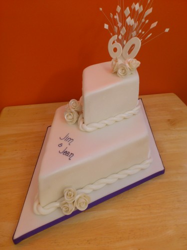 2 Tier Stacked Diamond Wedding Anniversary Cake