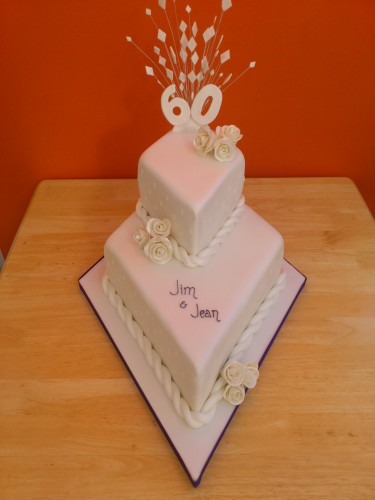 2 Tier Stacked Diamond Wedding Anniversary Cake