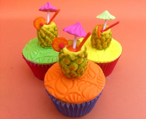 Hawaiian Party Themed Novelty Cupcakes