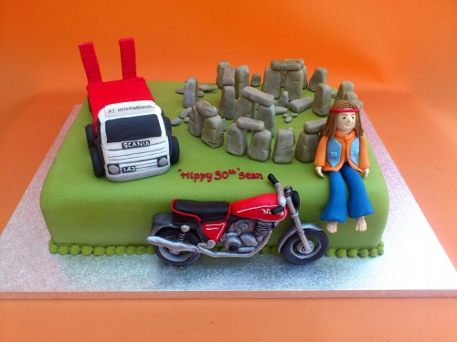 Stone Henge Hippy Scania 142 Norton Inspired Novelty Birthday Cake 