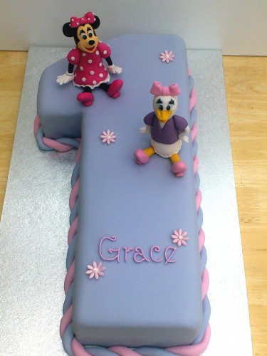 Disney Character Minnie Mouse Daisy Duck Themed Number One Birthday Cake