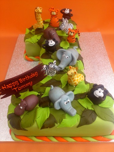 Jungle Themed Number One Birthday Cake