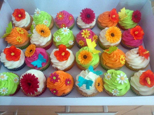 Vibrant and Floral Birthday Cupcakes