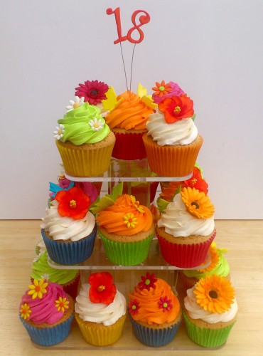 Vibrant and Floral Birthday Cupcakes
