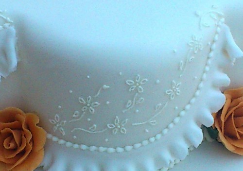 Golden Wedding Anniversary Cake With Sugar Flowers