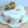 Golden Wedding Anniversary Cake With Sugar Flowers  thumbnail