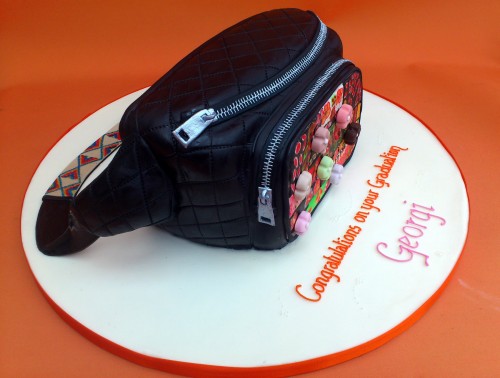 designer bum bag novelty birthday cake