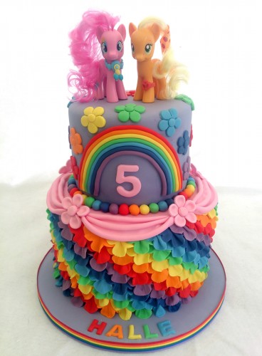 my little pony rainbow frill 2 tier rainbow sponge birthday cake