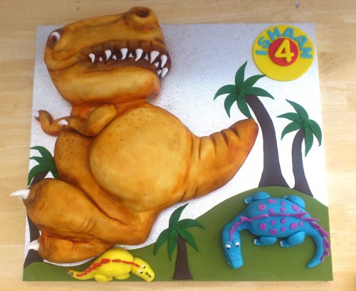 t-rex dinosaur and friends novelty birthday cake