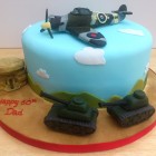 WW2 Spitfire Bunker Tanks themed novelty birthday cake