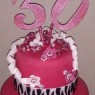 zebra print shocking pink 3 tier 30th birthday cake  thumbnail