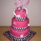 zebra print shocking pink 3 tier 30th birthday cake