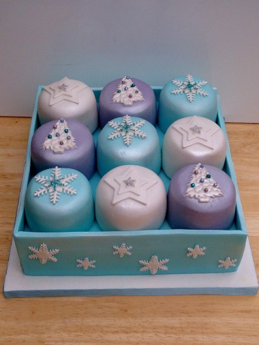 box of sparkling mini novelty christmas cakes