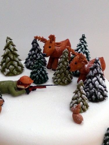 shooting scene novelty christmas cake